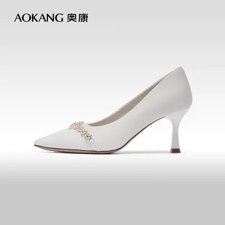 【门店发货】奥康女鞋 2024春季新款法式优雅高跟鞋时尚大气单鞋图片