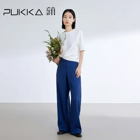 蒲PUKKA 亚麻直筒裤女2024春季新款休闲宽松显瘦文艺萝卜裤商品大图