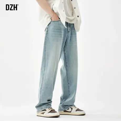 男生阔腿牛仔裤男直筒宽松裤子男款2024新款潮牌美式高街休闲长裤商品大图