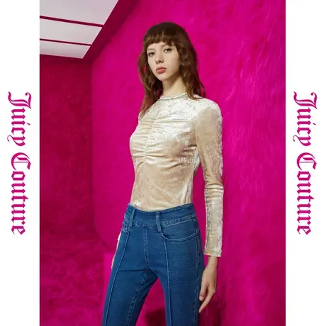 Juicy Couture橘滋鎏光闪烁烫钻丝绒女式长袖T恤商品大图