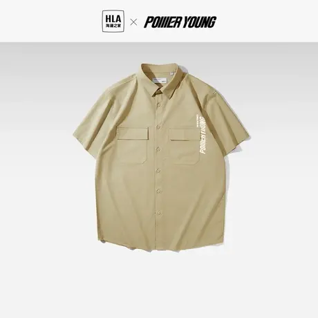 HLA/海澜之家POWER YOUNG短袖休闲衬衫2023春夏新款宽松短衬男图片