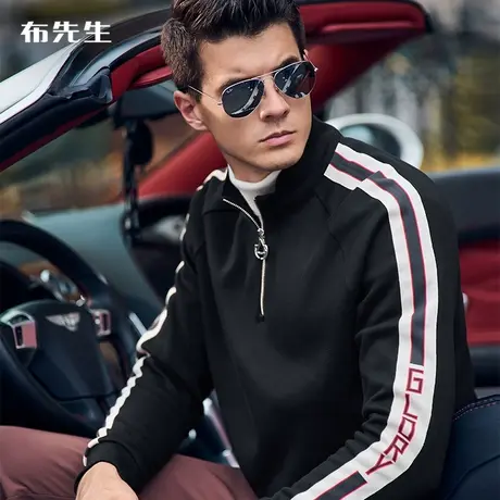 MrBu布先生微廓形加绒保暖卫衣男秋冬套头拉链立领长袖T恤BT11893商品大图