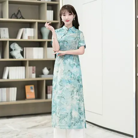 筠雅旗袍改良版连衣裙微透裙洋气法式高端苎麻宽松版时尚气质裙子图片