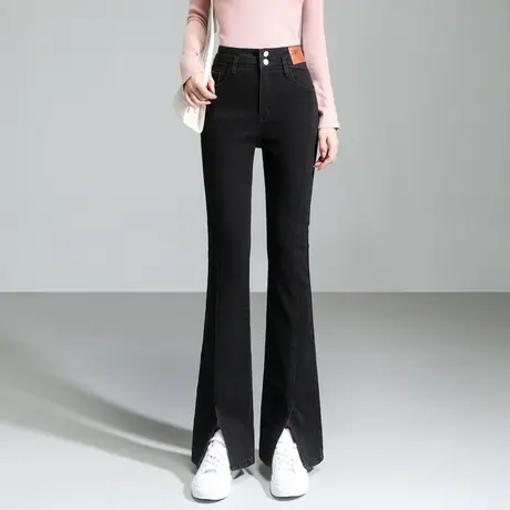 时尚气质显瘦微喇牛仔裤女士2023年秋季新款通勤百搭收腰裤子商品大图