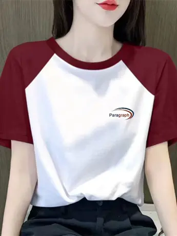 情侣装仿棉短袖t恤女2023新款夏季港风chic小众设计感撞色上衣服商品大图