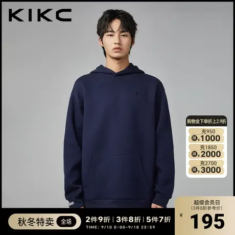 kikc卫衣男2023连帽衫秋季新款LOGO刺绣韩版潮流百搭长袖上衣外套图片
