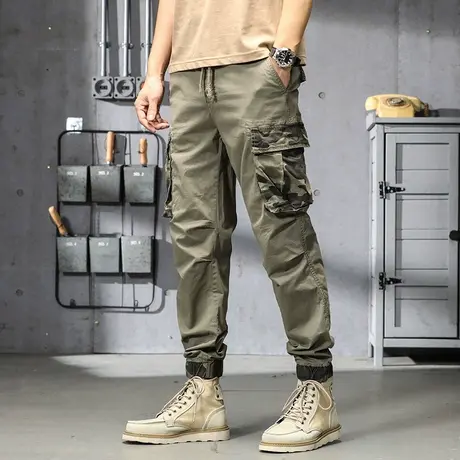 男士裤子夏季薄款工装裤男士休闲百搭美式透气宽松男裤纯色长裤商品大图