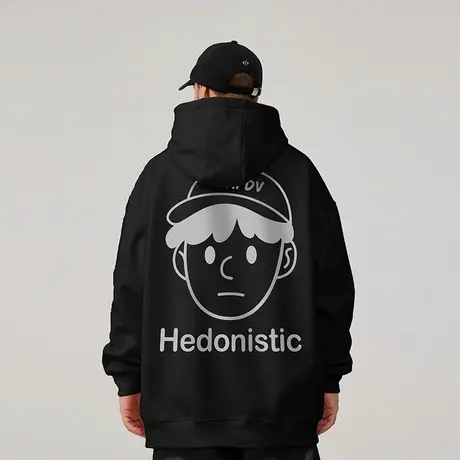 港风大码连帽美式重磅复古胖子男装潮流宽松做旧卫衣加绒春秋冬款商品大图