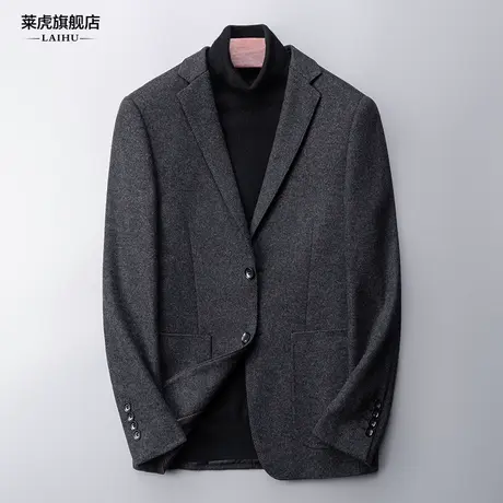 秋冬季呢子休闲小西装男士外套韩版修身时尚百搭羊毛西服男上衣潮图片