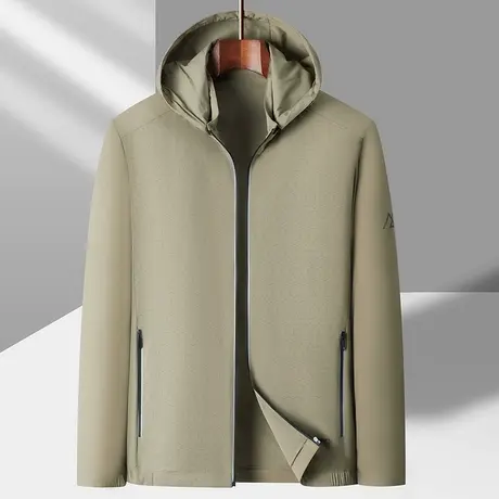 夏季薄款冰丝夹克男士纯色休闲外套新款潮流帅气连帽防晒单件上衣商品大图