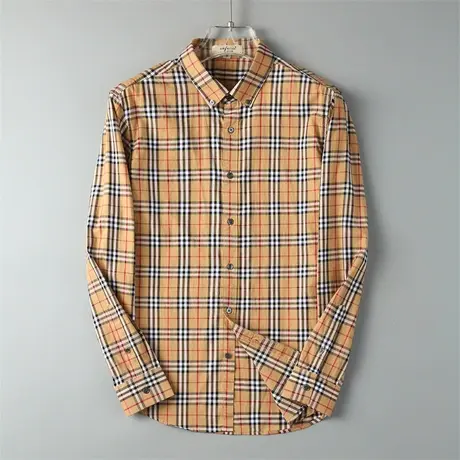 休闲纯棉衬衫男宽松春秋季长袖商务格子衬衣免烫寸衫男士外套潮流商品大图