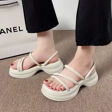 一鞋两穿厚底松糕罗马仙女风凉鞋女2023夏季新款温柔露趾气质拖鞋商品大图