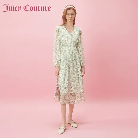 Juicy Couture橘滋2024新款暖心花语花卉图案印花连衣裙图片