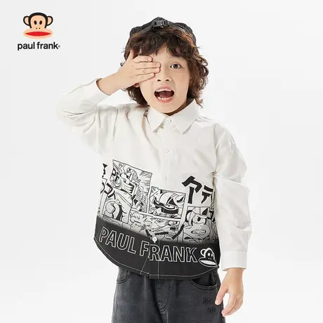 大嘴猴童装男童长袖衬衫秋季款中大童卡通印字潮流上衣图片