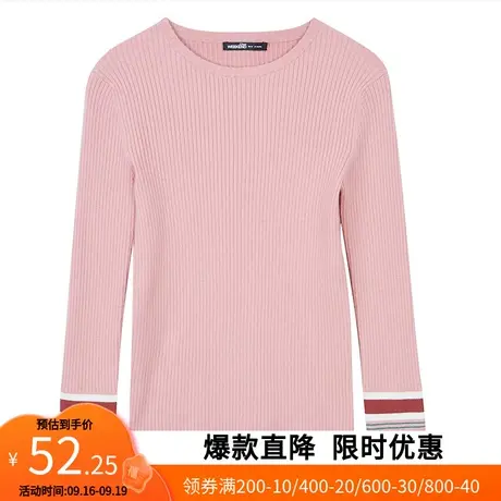 艾格冬季新款百搭休闲不过时百搭套头低圆领针织衫女士Y234商品大图