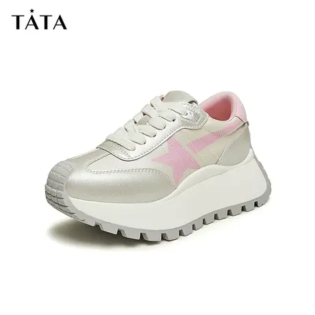 【蜜蜂心愿社】Tata他她复古板鞋女银色阿甘鞋女厚底休闲鞋女鞋商品大图