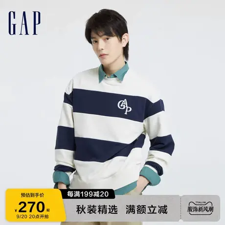 Gap男女装秋季2023新款LOGO宽松法式圈织软卫衣760399运动上衣图片