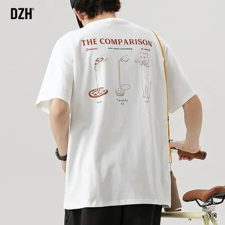 男士白色t恤男纯棉潮牌夏季男装2023新款美式短袖宽松半袖上衣潮商品大图