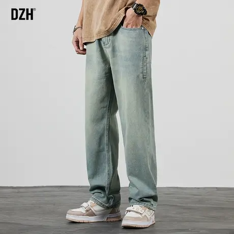 男士浅色复古牛仔裤男潮牌大码直筒休闲裤长裤2023年新款秋季裤子商品大图