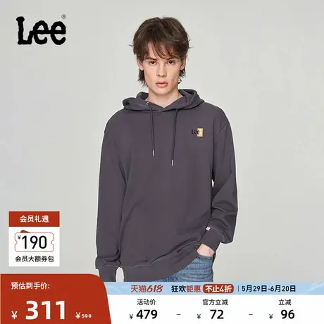 Lee商场同款舒适版刺绣Logo男连帽卫衣休闲潮流LMT007901201图片