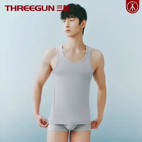 三枪高支莫代尔凉感男士背心3A抗菌大码透气舒适防汗青年汗衫夏季商品大图