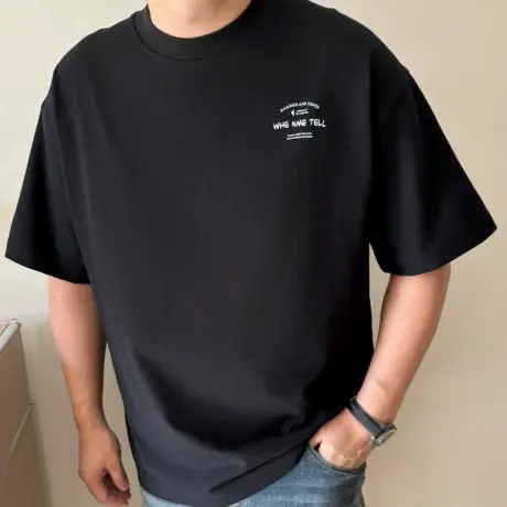 大依无忧夏季大码男装重磅廓版胖子加肥加大圆领男士短袖t恤半袖商品大图