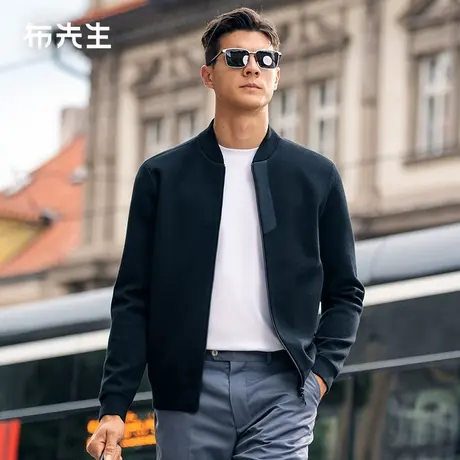 MrBu布先生棒球领纯羊毛外套春季双拉链口袋亲肤开衫BT15512图片