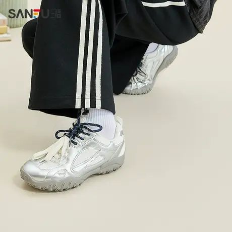 三福运动鞋女夏季甜酷街头韩系户外慢跑鞋双带网面拼接女鞋840492商品大图