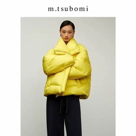 子苞米宽松廓形大立领短款羽绒服2023冬新款简约设计感保暖外套女商品大图