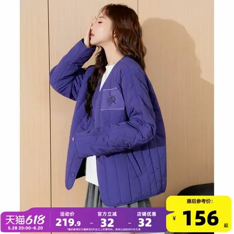 唐狮2024新款女棉衣短款V领开衫轻薄韩系慵懒风棉服保暖外套G图片