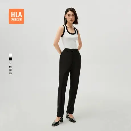 HLA/海澜之家修身针织背心25春季新U领撞色时尚打底毛衣背心女装商品大图