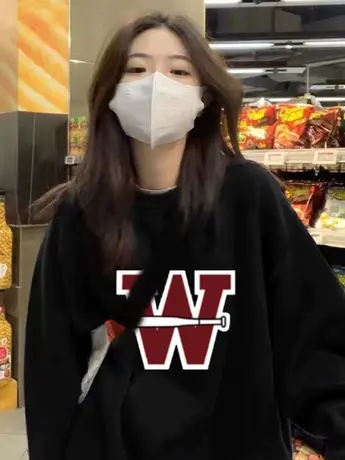 美式复古大码圆领卫衣女秋季新款hiphop潮街头薄外套vibe宽松上衣商品大图