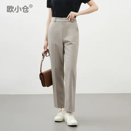 OXC/欧小仓咖色通勤西装裤 春秋窄管九分裤干练职业气质烟管裤4.0图片