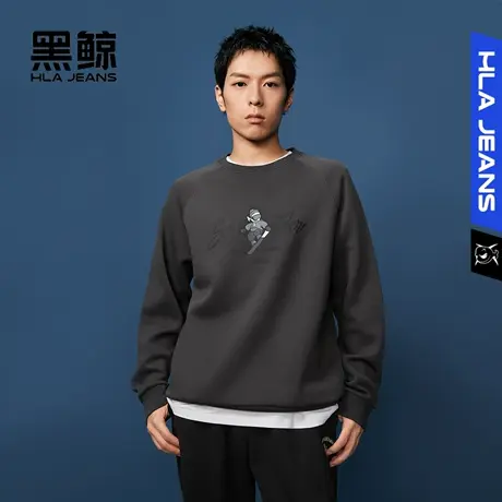 黑鲸HLAJEANS海澜之家旗下潮牌趣味印花圆领卫衣男插肩袖上衣商品大图