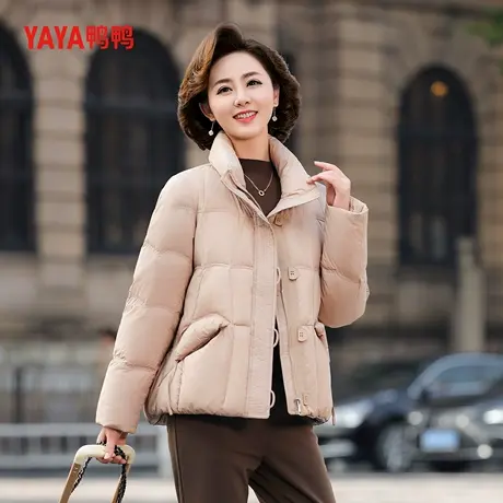 YAYA鸭鸭羽绒服女2025年冬季新款中老年加厚短款立领妈妈装外套商品大图