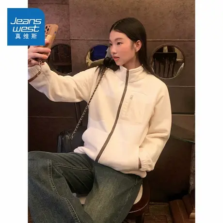 NOE真维斯摇粒绒外套女2025新款秋冬季爆款青少年宽松加绒上衣图片