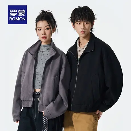 罗蒙男女同款户外休闲工装立领夹克2025秋季新款日常复古百搭外套商品大图