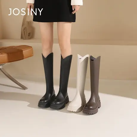 Josiny/卓诗尼JOSINY厚底长筒靴女显瘦骑士靴小个子高筒靴百搭商品大图