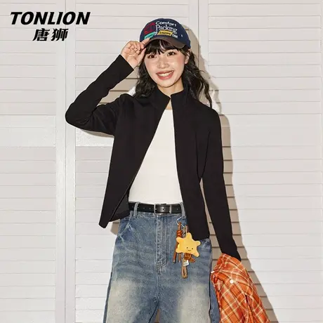唐狮修身外套女2026新款春秋款小个子瑜伽服立领短款开衫上衣女VB图片
