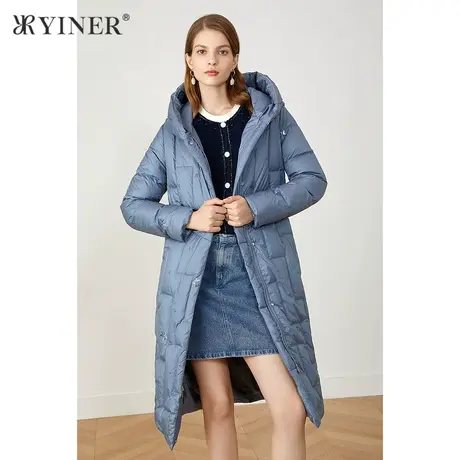 YINER音儿商场同款女装2021冬季新款长款加厚连帽羽绒服商品大图