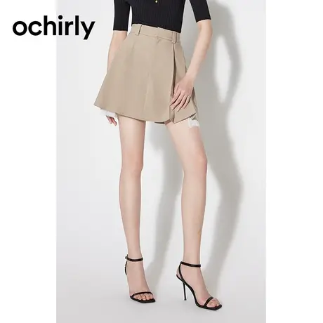 【品牌甄选】ochirly欧时力蕾丝花边压褶裤裙23夏装高腰图片