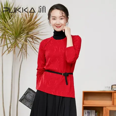 蒲PUKKA 女装圆领卫衣秋冬装设计感时尚套头衫冬商场同款商品大图