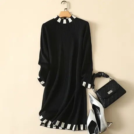 中长款秋冬2023年新款毛衣裙针织打底衫内搭连衣裙秋冬女装中长裙商品大图