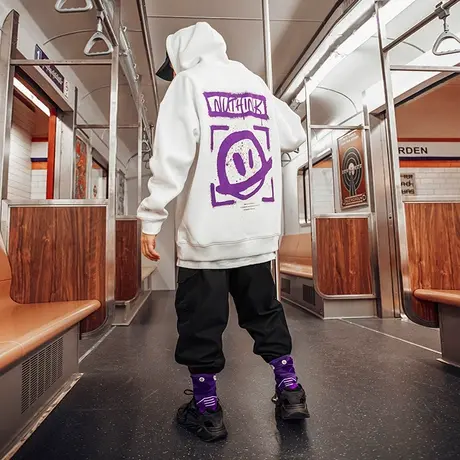 欧美高街宽松卫衣男国潮oversize加肥加大春季潮流加绒连帽外套潮商品大图