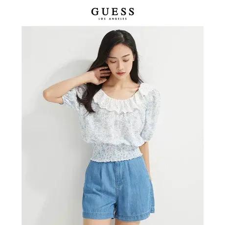 GUESS女蕾丝娃娃领小清新甜美时尚潮流气质纯欲衬衫图片