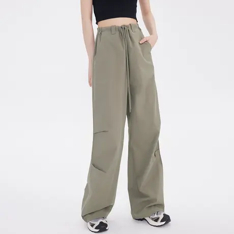 尔给裤子休闲直筒工装裤女小个子2023新款夏季薄款美式高街长裤商品大图