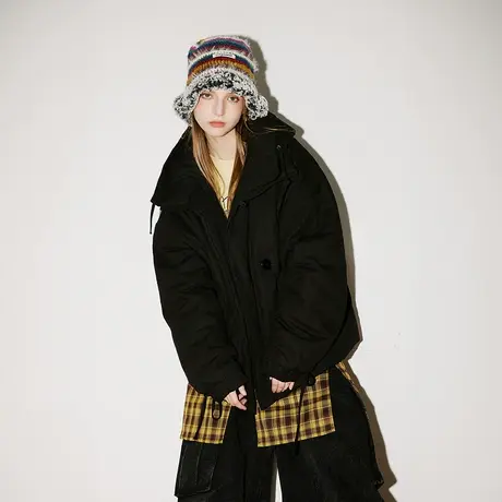 设计感复古连帽棉服女加厚冬天外套2023年新款潮牌高级感宽松棉衣图片