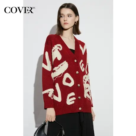 COVER2023春季字母毛巾绣法式慵懒针织衫开衫商品大图