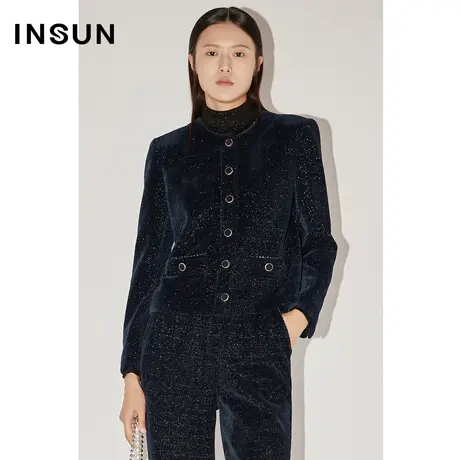 COVER冬季色织银丝坑条灯芯绒短外套商品大图