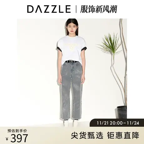 DAZZLE地素奥莱 春夏白色动物刺绣印花小众短袖T恤上衣女图片